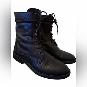 Black leather combat boots size 8